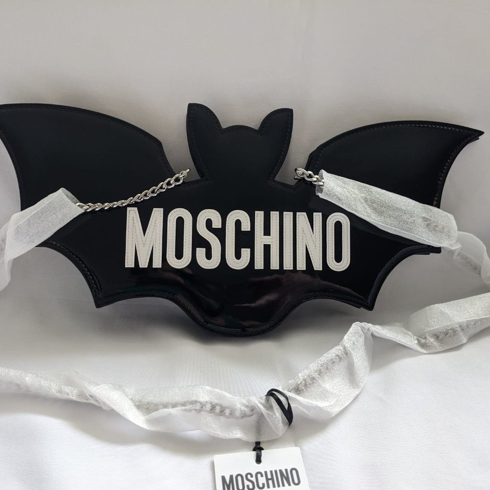SS20 Moschino Couture Jeremy Scott SHINY BLACK BAT BAG HALLOWEEN TRICK OR CHIC - Picture 2 of 16